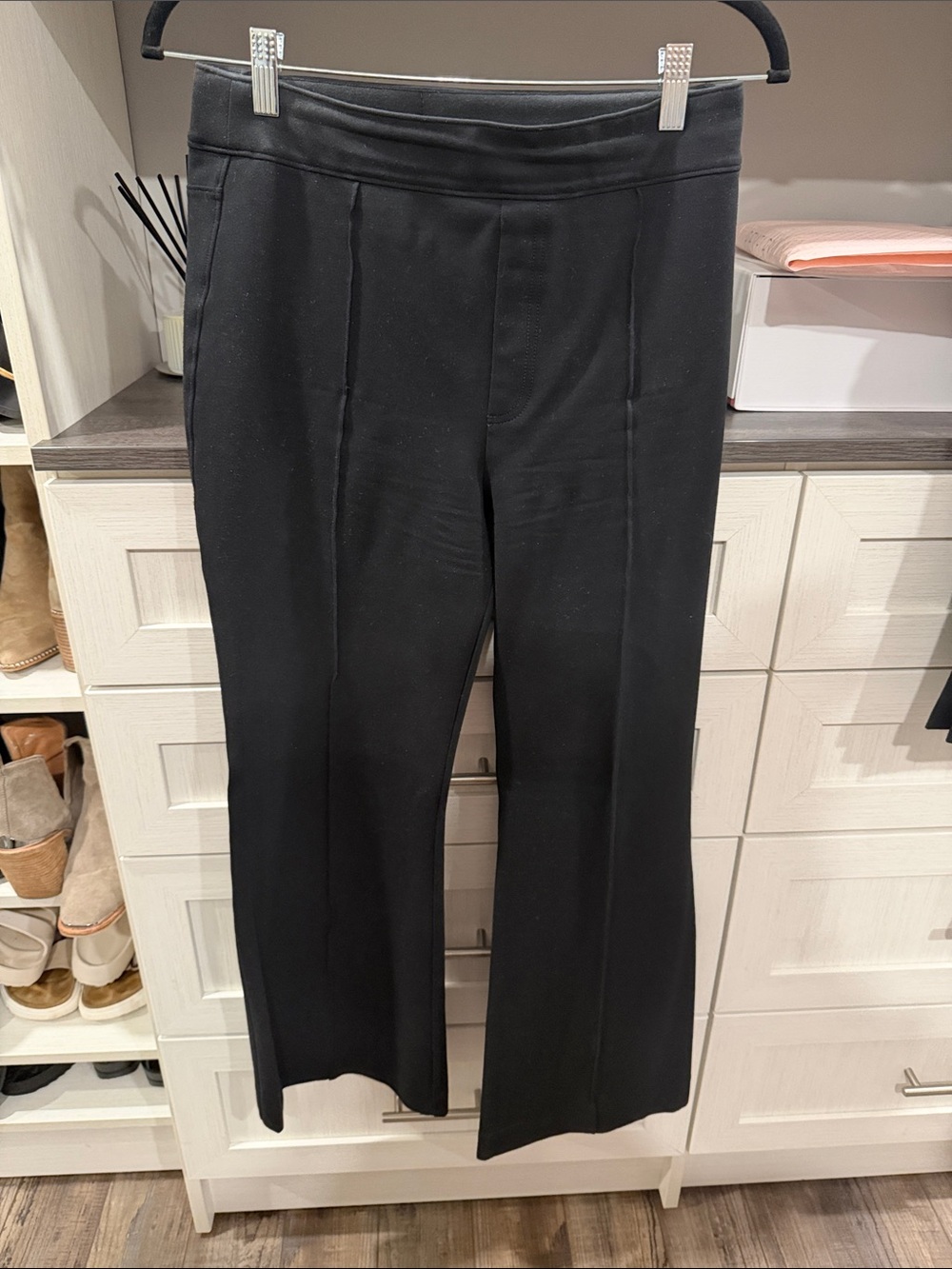 SPANX Black Wide-Leg Ponte Pants with Front Crease